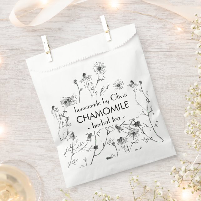 Pretty Watercolor Chamomile Homemade Tea  Favour Bag (Clipped)