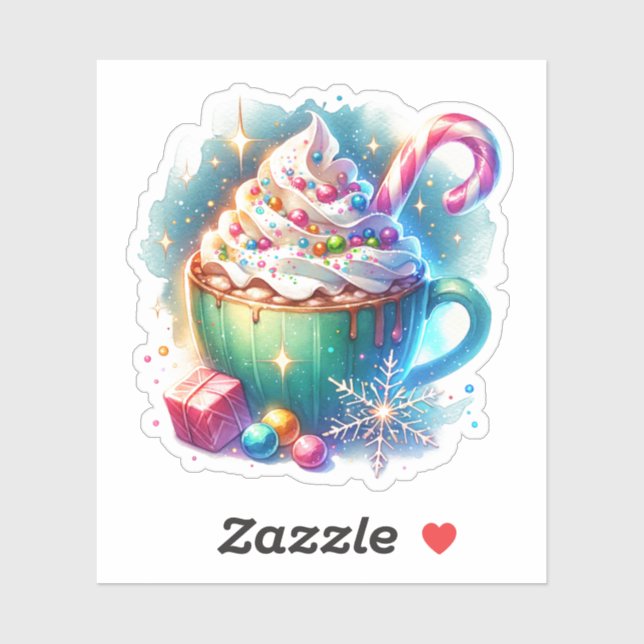 Pretty Watercolor Christmas Cup of Hot Cocoa (Sheet)