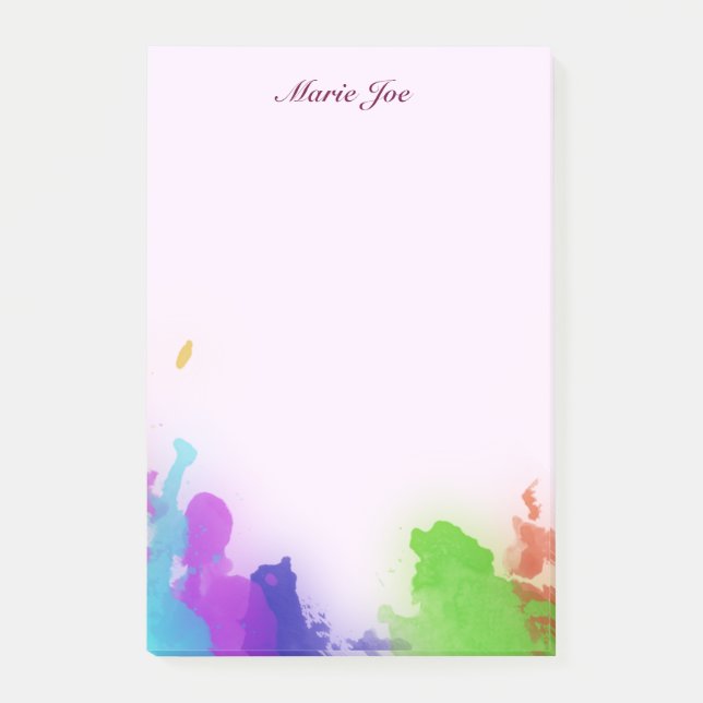 Pretty Watercolor Confetti Splatter Canvas Post-it Notes (Front)