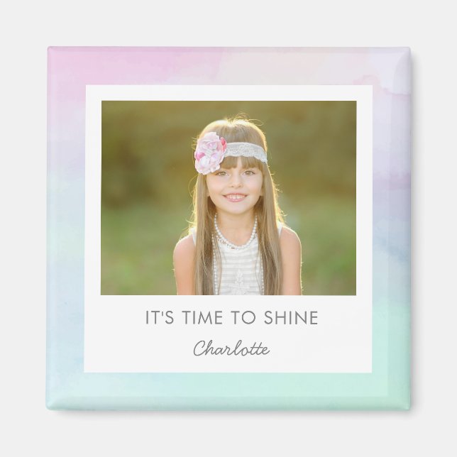 Pretty Watercolor Custom Caption Locker Magnet (Front)