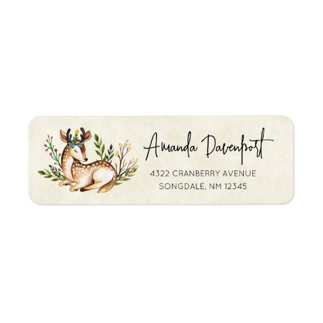 Pretty Watercolor Deer Laying Down Boho (Front)