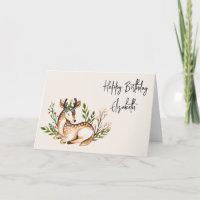 Pretty Watercolor Deer Laying Down Boho Birthday