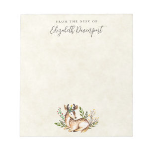 Pretty Watercolor Deer Laying Down Boho Notepad
