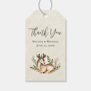 Pretty Watercolor Deer Laying Down Boho Wedding Gift Tags