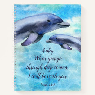 Pretty Watercolor Dolphins Personalized Notebook