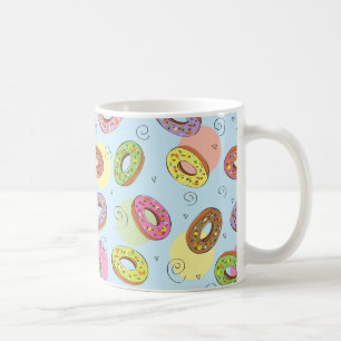 Pretty watercolor doughnut pattern Blue Coffee Mug