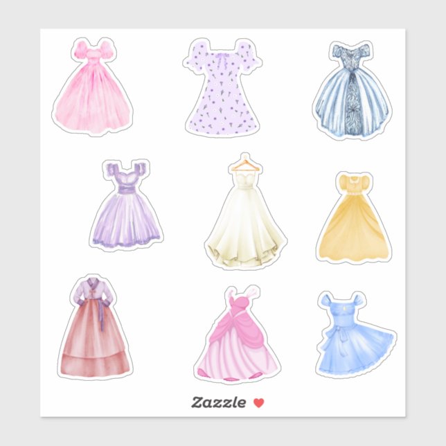 Pretty Watercolor Dresses  (Sheet)