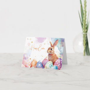 Pretty Watercolor Easter Eggs Holiday Card