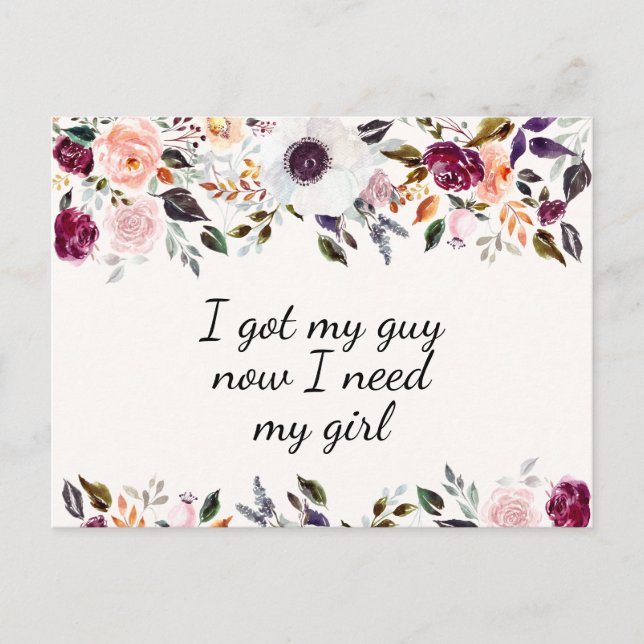 Pretty Watercolor Floral Bridesmaid Proposal Card (Front)