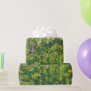 Pretty Watercolor Floral Bush Graphic Art Painting Wrapping Paper