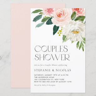 Pretty Watercolor Floral Couples Shower Invitation
