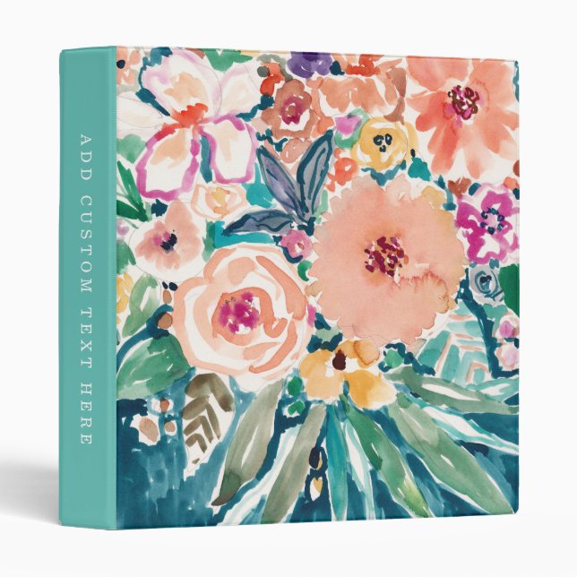 PRETTY WATERCOLOR FLORAL CUSTOM Binder (Front/Spine)