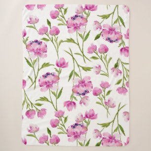 Pretty Watercolor Floral Design Sherpa Blanket