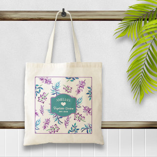 Pretty Watercolor Floral Garden Tote Bag