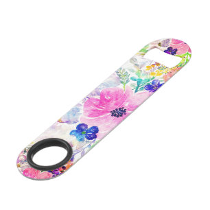 Pretty watercolor floral hand paint design bar key