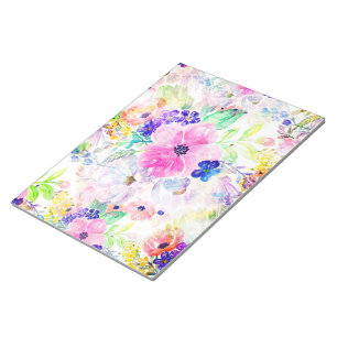Pretty watercolor floral hand paint design notepad