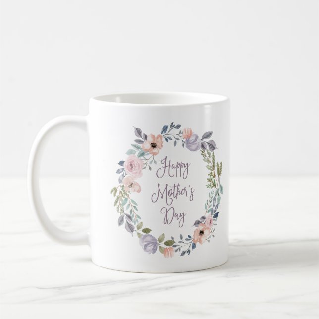Pretty Watercolor Floral | Happy Mother's Day Coffee Mug (Left)