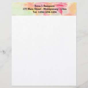Pretty Watercolor Floral Letterhead
