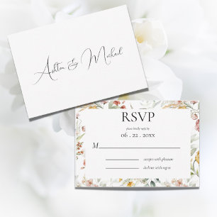 Pretty Watercolor Floral Modern RSVP Card