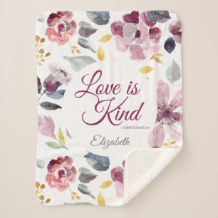Pretty Watercolor Floral Scripture Sherpa Blanket