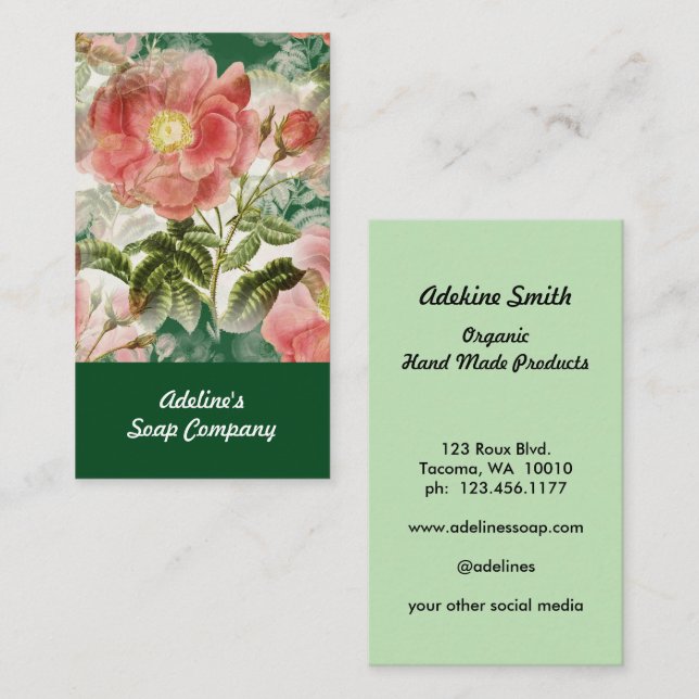 Pretty Watercolor Floral Standard Business Card (Front/Back)