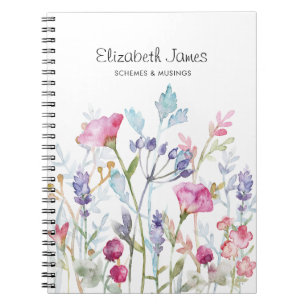 Pretty Watercolor Flowers and Berries  Notebook