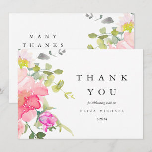 Pretty Watercolor Flowers Baby Shower Thank You