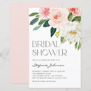 Pretty Watercolor Flowers Bridal Shower Invitation