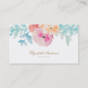 Pretty Watercolor Flowers Business Card