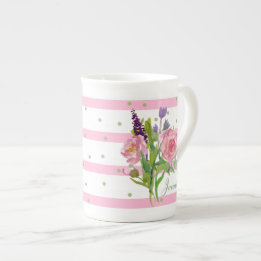 Pretty Watercolor Flowers Custom China Mug