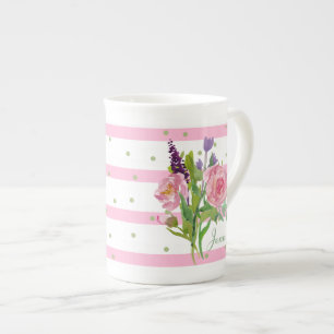 Pretty Watercolor Flowers Custom China Mug