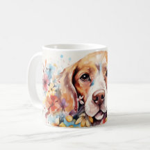 Pretty Watercolor Flowers Dog