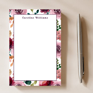 Pretty Watercolor Flowers Girly Monogram Name Post-it Notes