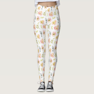 Pretty Watercolor Flowers  Leggings