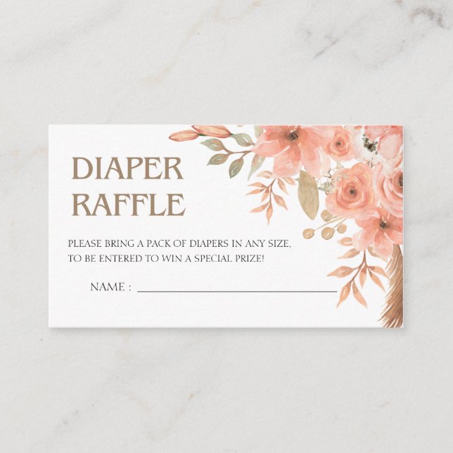 Pretty Watercolor Flowers Spring Diaper Raffle Enclosure Card (Front)