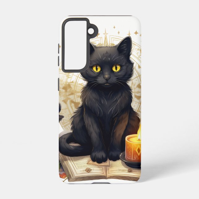 PRETTY WATERCOLOR HALLOWEEN BLACK KITTEN SAMSUNG GALAXY S21 CASE (Back)