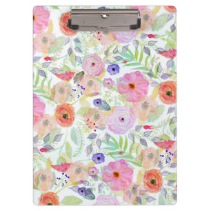 Pretty watercolor hand paint abstract floral clipboard