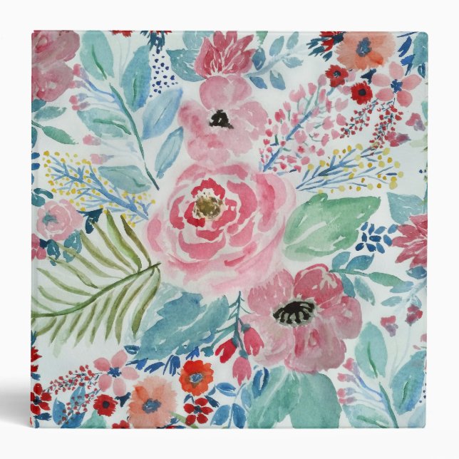 Pretty watercolor hand paint floral artwork binder (Front)