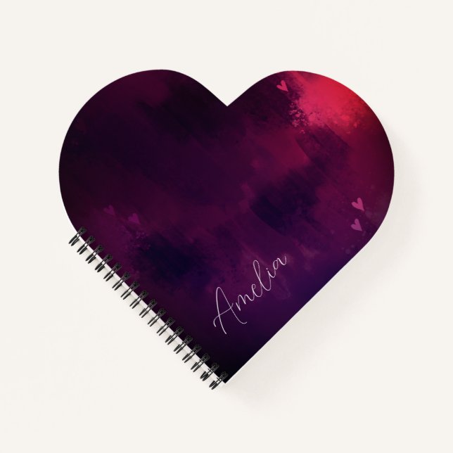 Pretty Watercolor Heart Personalized Notebook (Front)