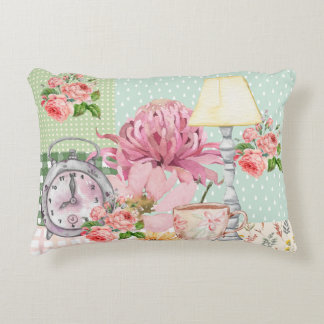 Pretty watercolor illustrations like flowers Pink Accent Pillow