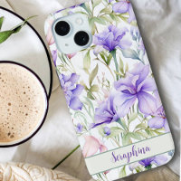 Pretty Watercolor Iris in Purple Custom Name