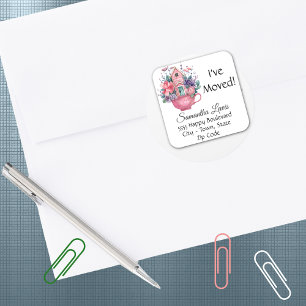 Pretty Watercolor I've Moved 1.5in Address Sticker