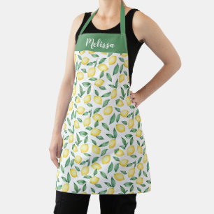 Pretty Watercolor Lemon Citrus Personalized Apron
