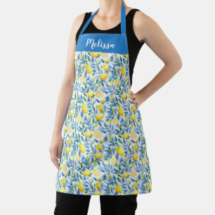 Pretty Watercolor Lemon Citrus Personalized Apron