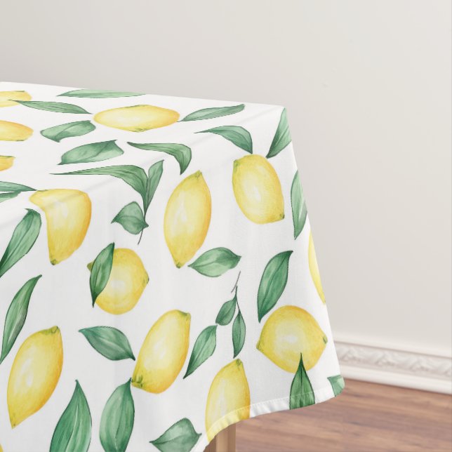 Pretty Watercolor Lemon Citrus – Summer Kitchen Tablecloth (In Situ)