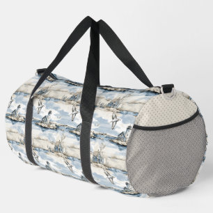 PRETTY WATERCOLOR LIGHTHOUSE AND FLYING BIRDS DUFFLE BAG