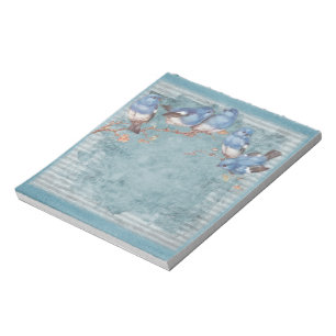 Pretty Watercolor Little Blue Birds Notepad