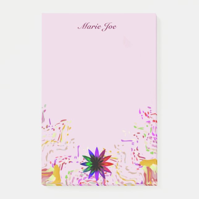 Pretty Watercolor Lotus Flower Boarder Post-it Notes (Front)
