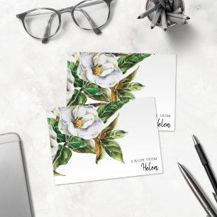 Pretty Watercolor Magnolias Note Card With Name
