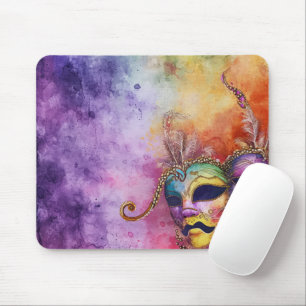 PRETTY WATERCOLOR MARDI GRAS MASKS MOUSE PAD